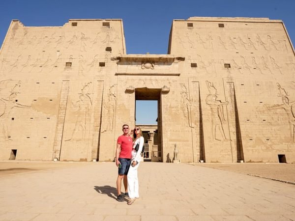 A-wonderful-picture-of-the-couple-in-front-of-Edfu-Temple